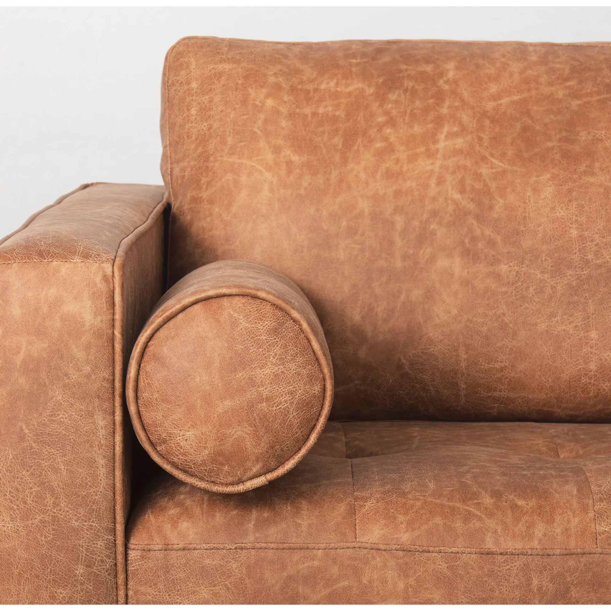 Loretta Sofa by Mercana in red. Made from faux leather in a transitional style.