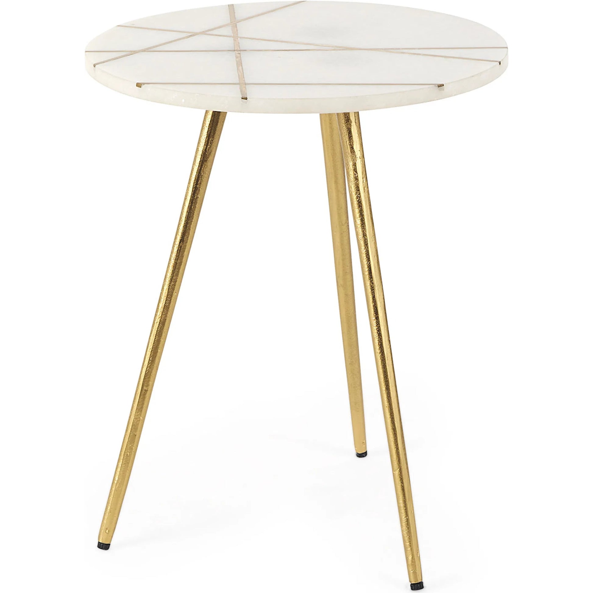 Vivienne Accent Table by Mercana in gold, white. Made from marble in a transitional style.