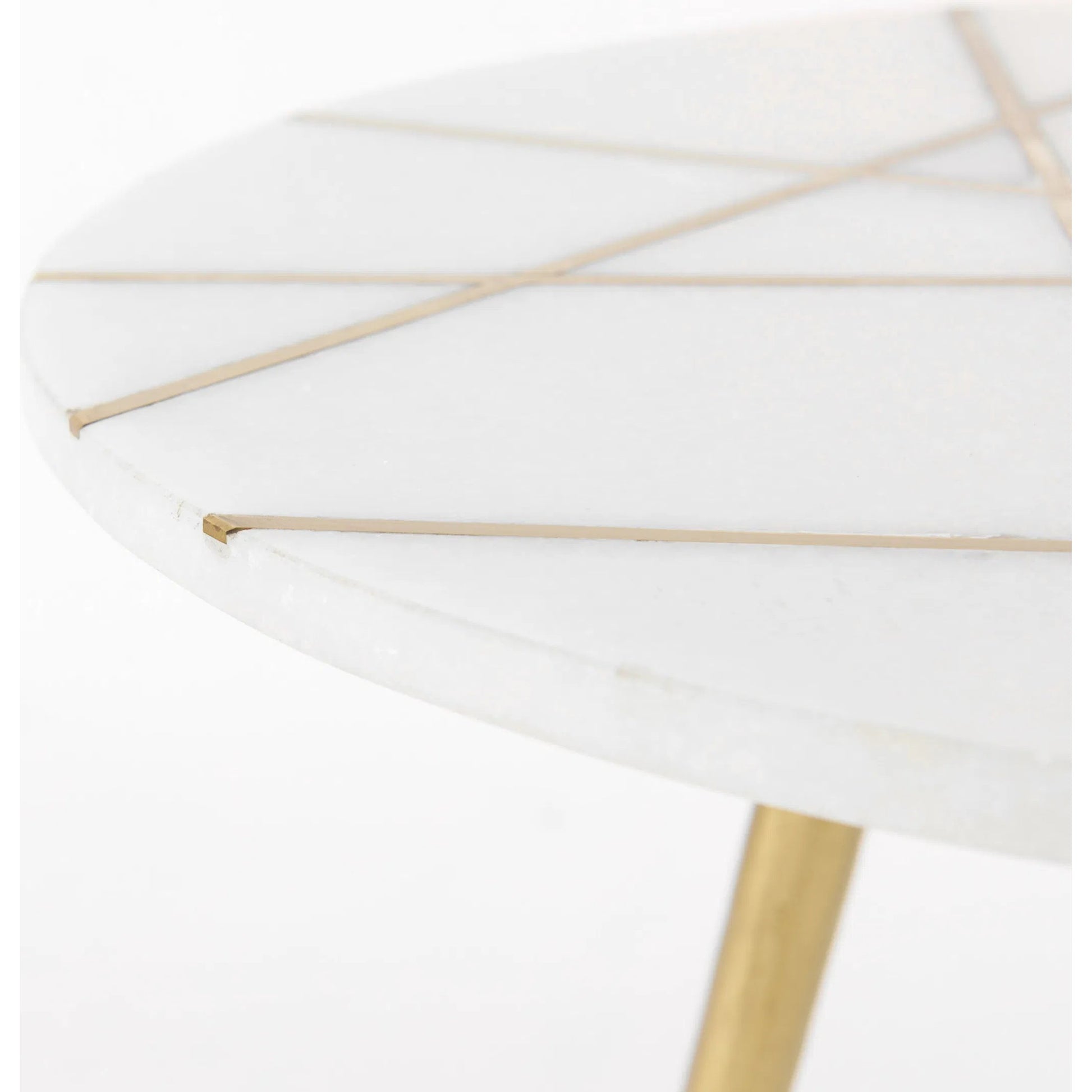 Vivienne Accent Table by Mercana in gold, white. Made from marble in a transitional style.