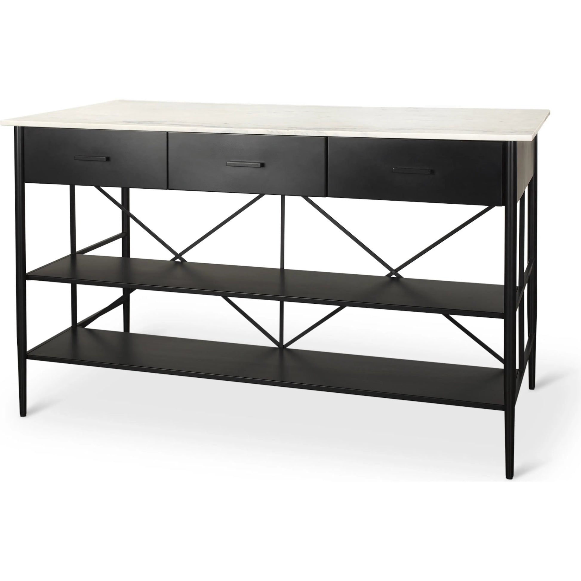Amika Kitchen Island by Mercana in white, black. Made from iron in a unique style.