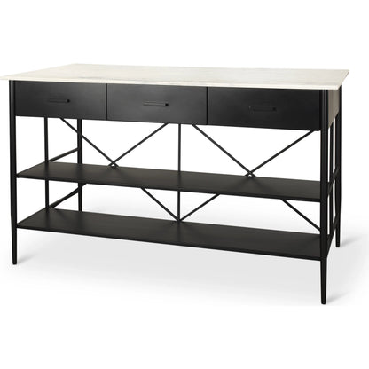 Amika Kitchen Island by Mercana in white, black. Made from iron in a unique style.