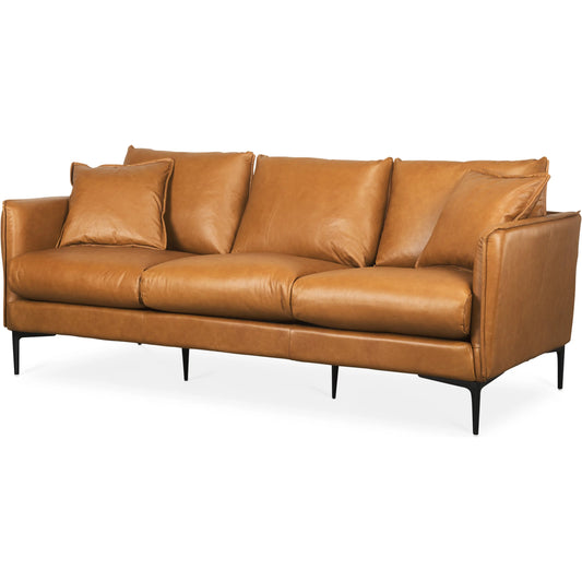 Lake Como Sofa by Mercana in tan. Made from genuine leather in a unique style.