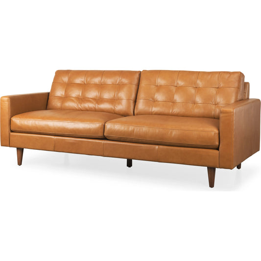 Olaf Sofa by Mercana in brown. Made from genuine leather in a traditional style.