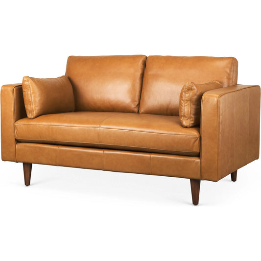 Elton Sofa by Mercana in tan. Made from genuine leather in a unique style.