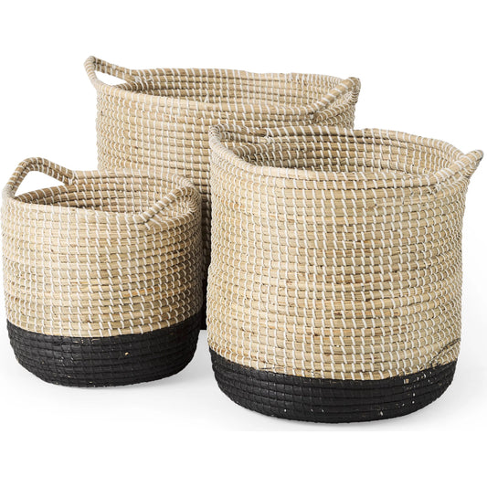 Maddie Dipped Basket (Set of 3) by Mercana. Made from seagrass in a unique style.