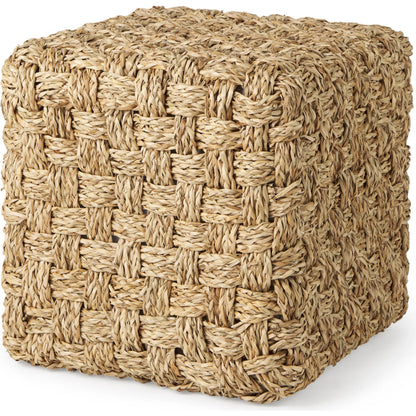 Adele Pouf by Mercana in brown. Made from seagrass in a rustic style.