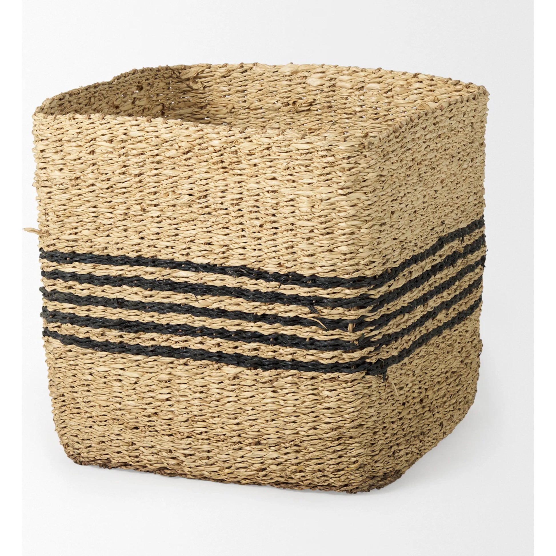 Cullen Grey Twisted Square Basket by Mercana in gray. Made from seagrass in a rustic style.