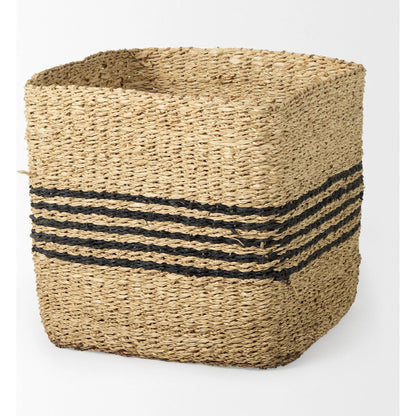 Cullen Grey Twisted Square Basket by Mercana in gray. Made from seagrass in a rustic style.
