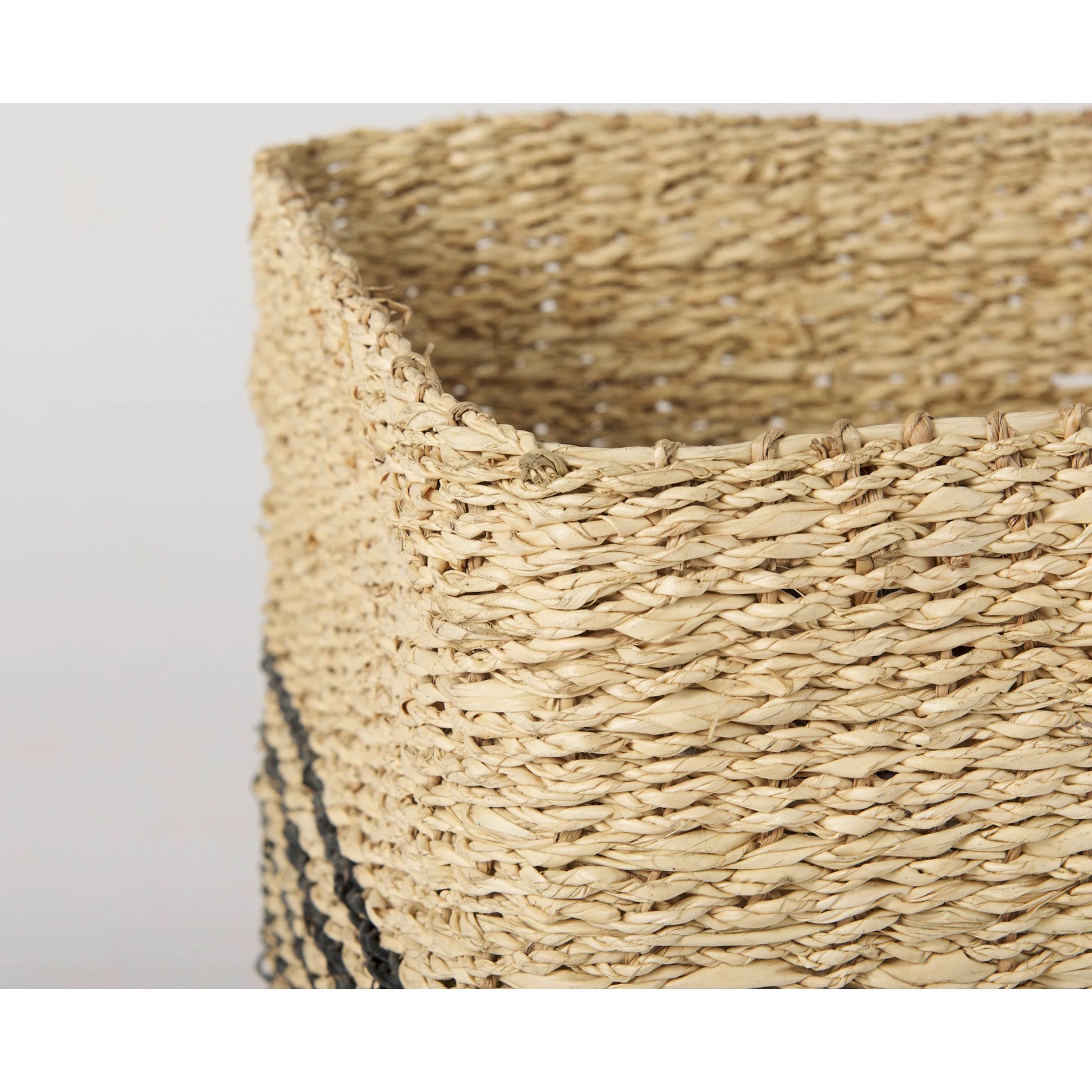 Cullen Grey Twisted Square Basket by Mercana in gray. Made from seagrass in a rustic style.