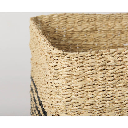 Cullen Grey Twisted Square Basket by Mercana in gray. Made from seagrass in a rustic style.