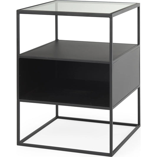 Samson End Table by Mercana in black. Made from glass in a unique style.