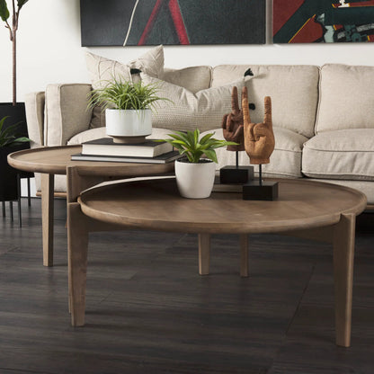 Cleaver Coffee Table by Mercana in dark brown. Made from unique in a modern style.