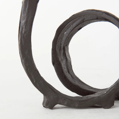 Stanislaw II Infinite Ribbon Sculpture by Mercana in black. Made from metal in a rustic style.