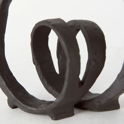 Stanislaw II Infinite Ribbon Sculpture by Mercana in black. Made from metal in a rustic style.