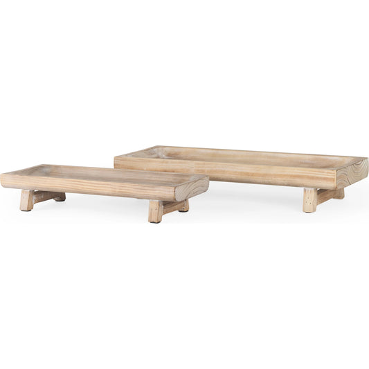 Carver Washed Wood Trays Set of Two by Mercana in white. Made from solid wood in a unique style.