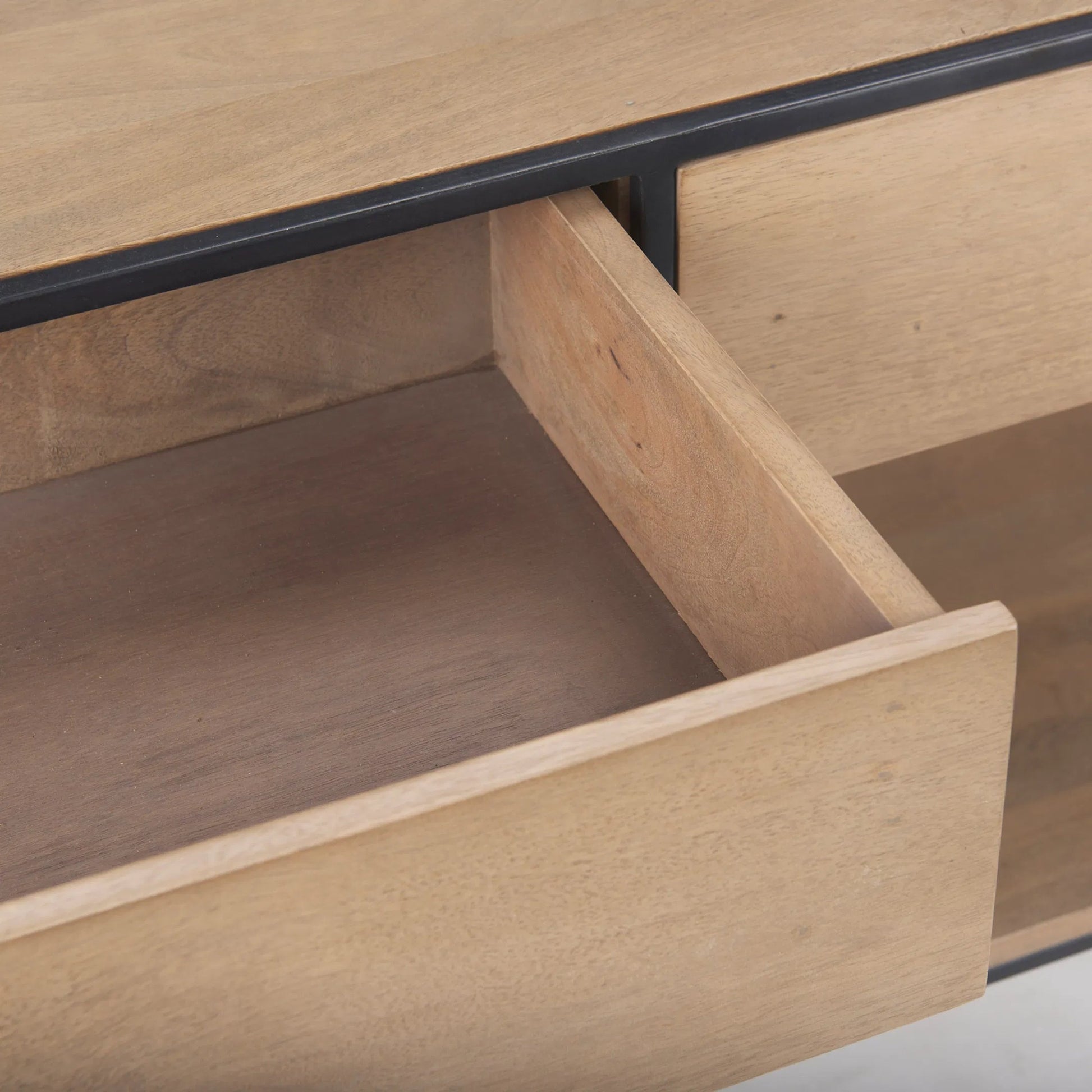 Morris Console Table by Mercana in brown wood, silver metal. Made from wood, metal in a modern style.
