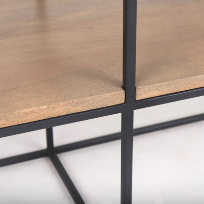 Morris Console Table by Mercana in brown wood, silver metal. Made from wood, metal in a modern style.
