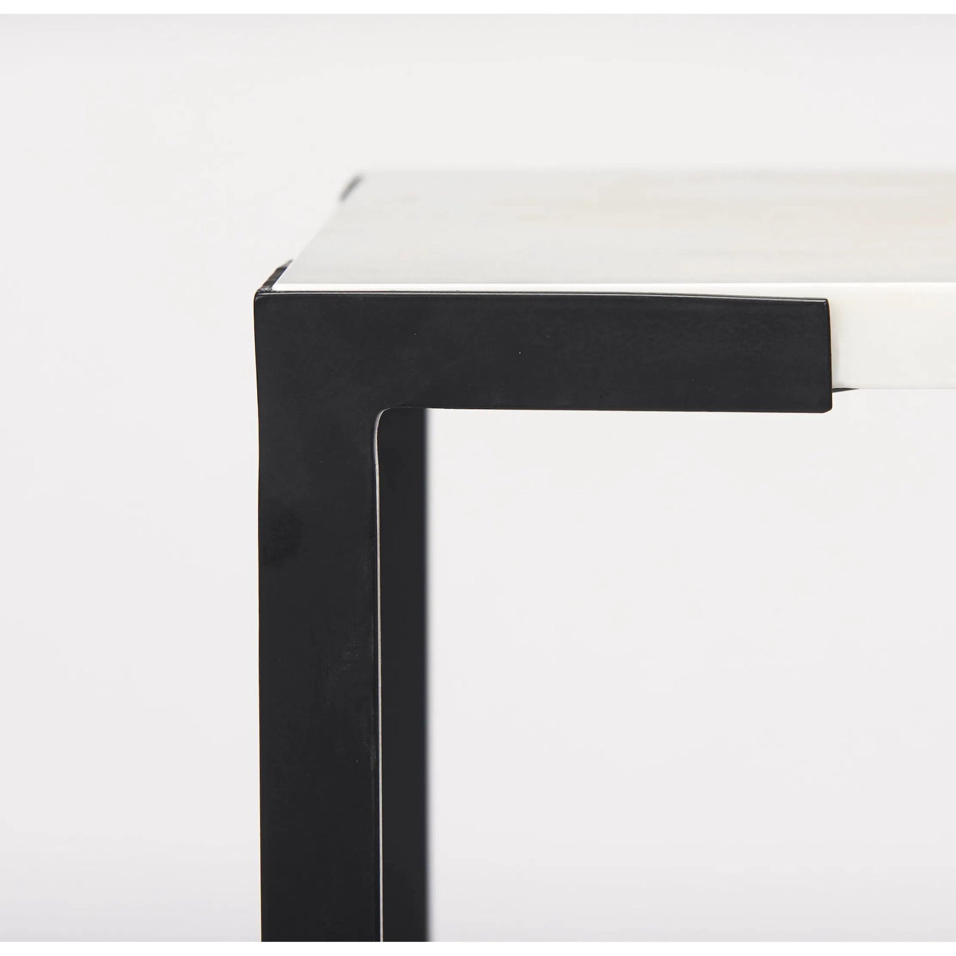 Lucas Accent Table by Mercana in white, matte black. Made from marble, iron in a modern style.