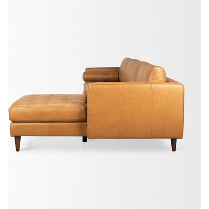 Svend Sectional by Mercana in tan. Made from solid wood in a traditional style.