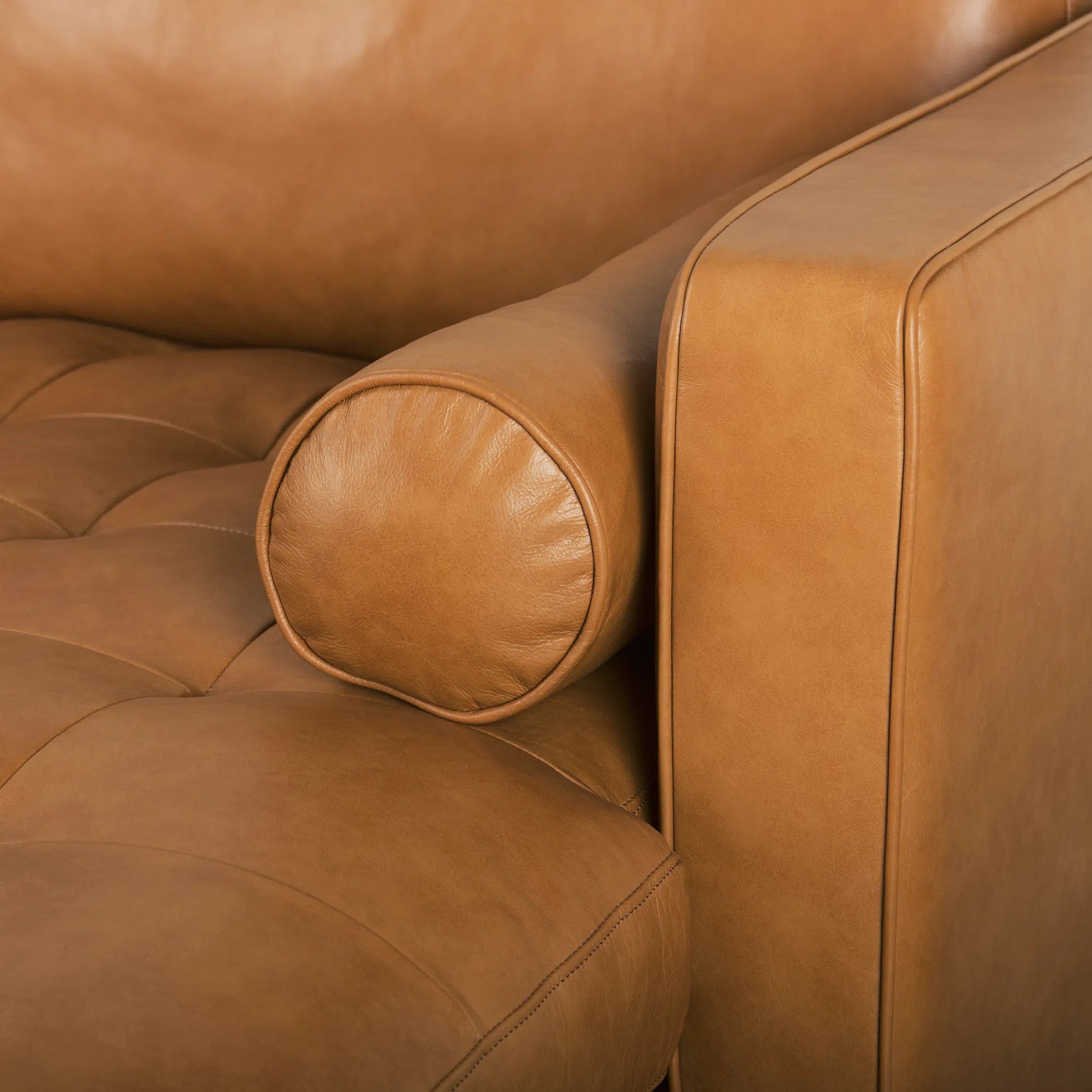 Svend Sectional by Mercana in tan. Made from solid wood in a traditional style.