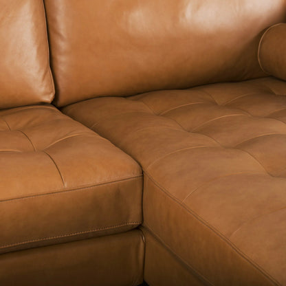 Svend Sectional by Mercana in tan. Made from solid wood in a traditional style.