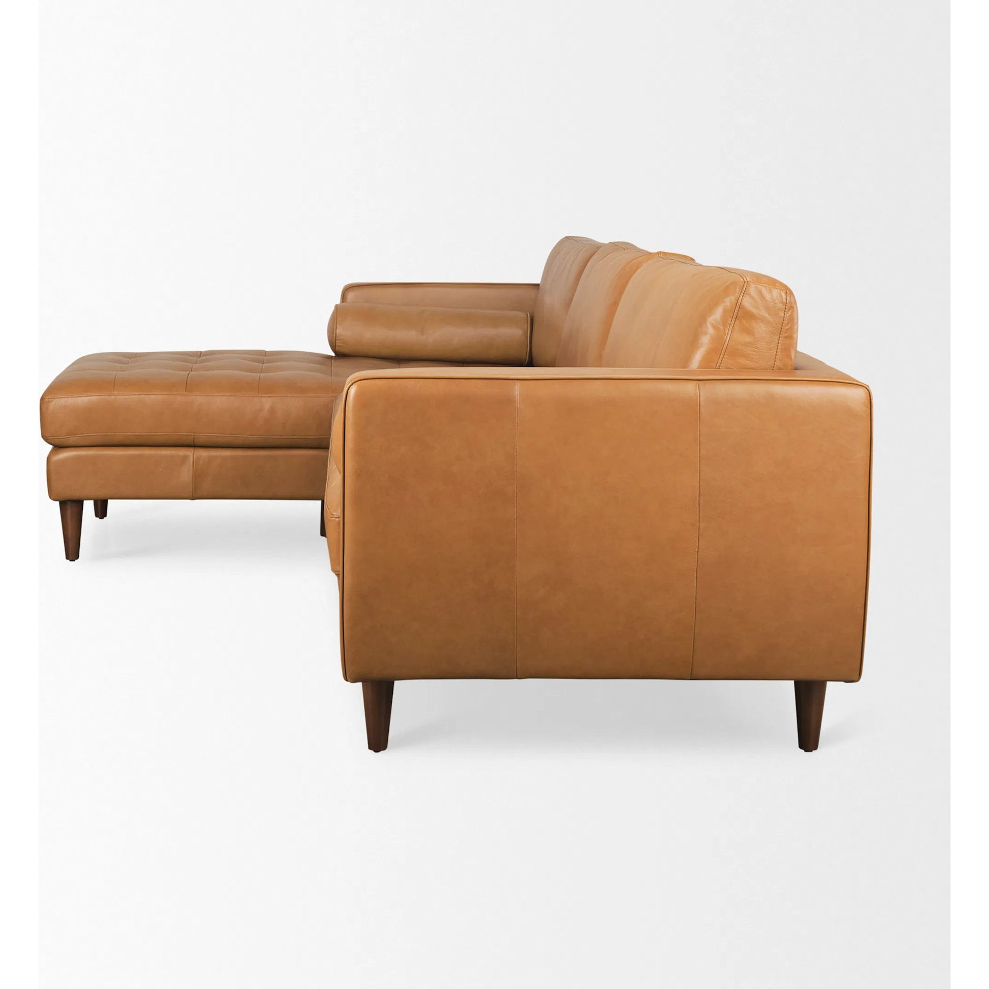Svend Sectional by Mercana in tan. Made from solid wood in a traditional style.