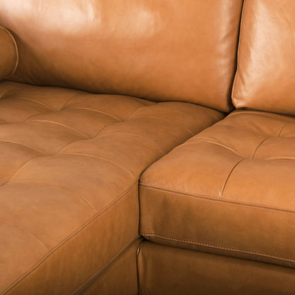 Svend Sectional by Mercana in tan. Made from solid wood in a traditional style.