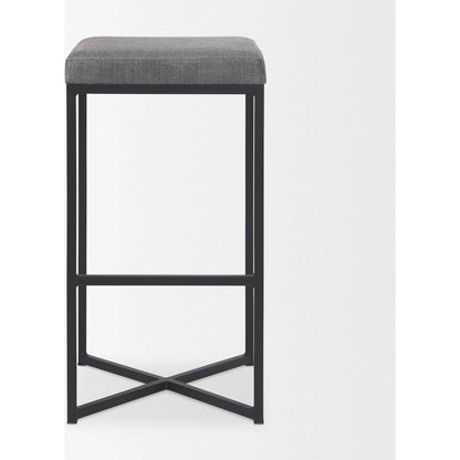 Frodo Bar Stool by Mercana in gray. Made from fabric in a unique style.
