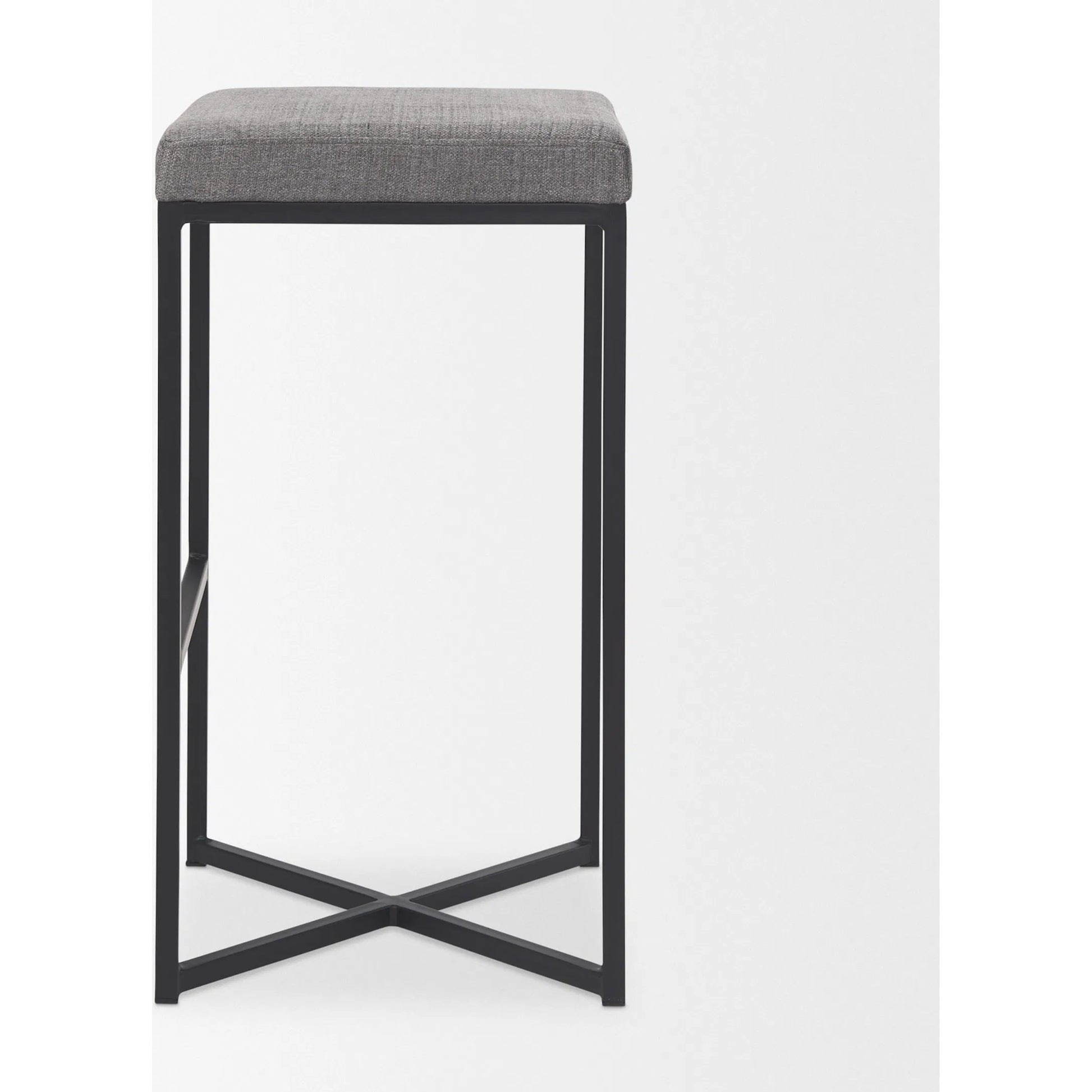 Frodo Bar Stool by Mercana in gray. Made from fabric in a unique style.