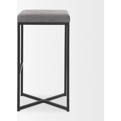 Frodo Bar Stool by Mercana in gray. Made from fabric in a unique style.