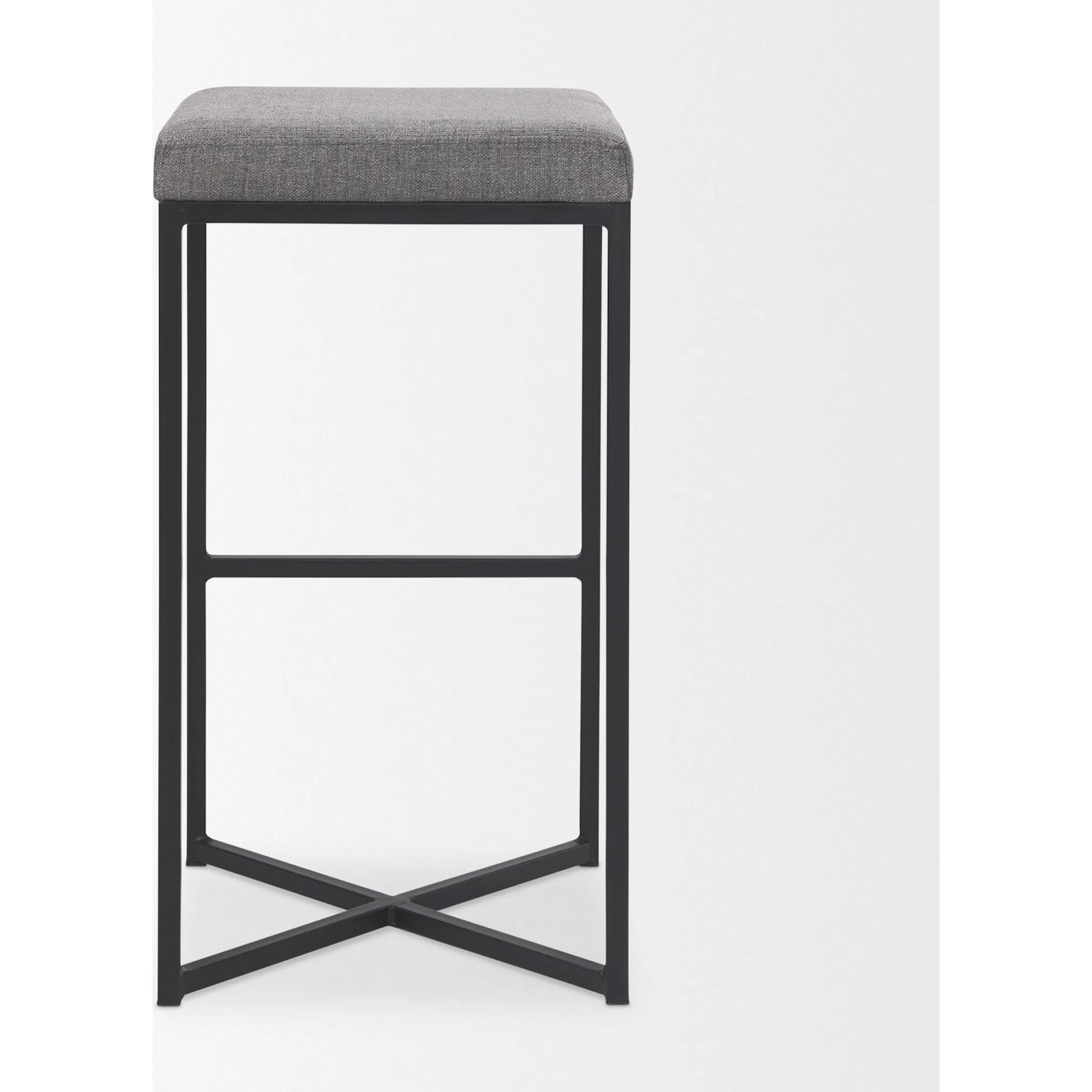 Frodo Bar Stool by Mercana in gray. Made from fabric in a unique style.