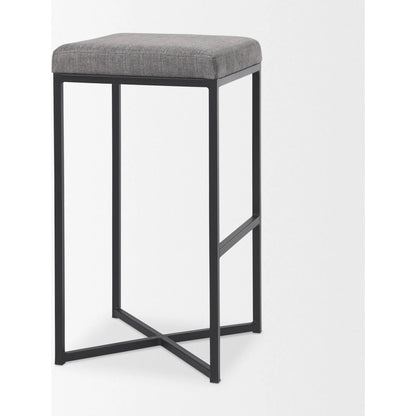 Frodo Bar Stool by Mercana in gray. Made from fabric in a unique style.