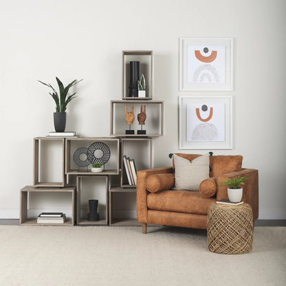 Simul Shelving Unit by Mercana in light brown. Made from wood in a unique style.