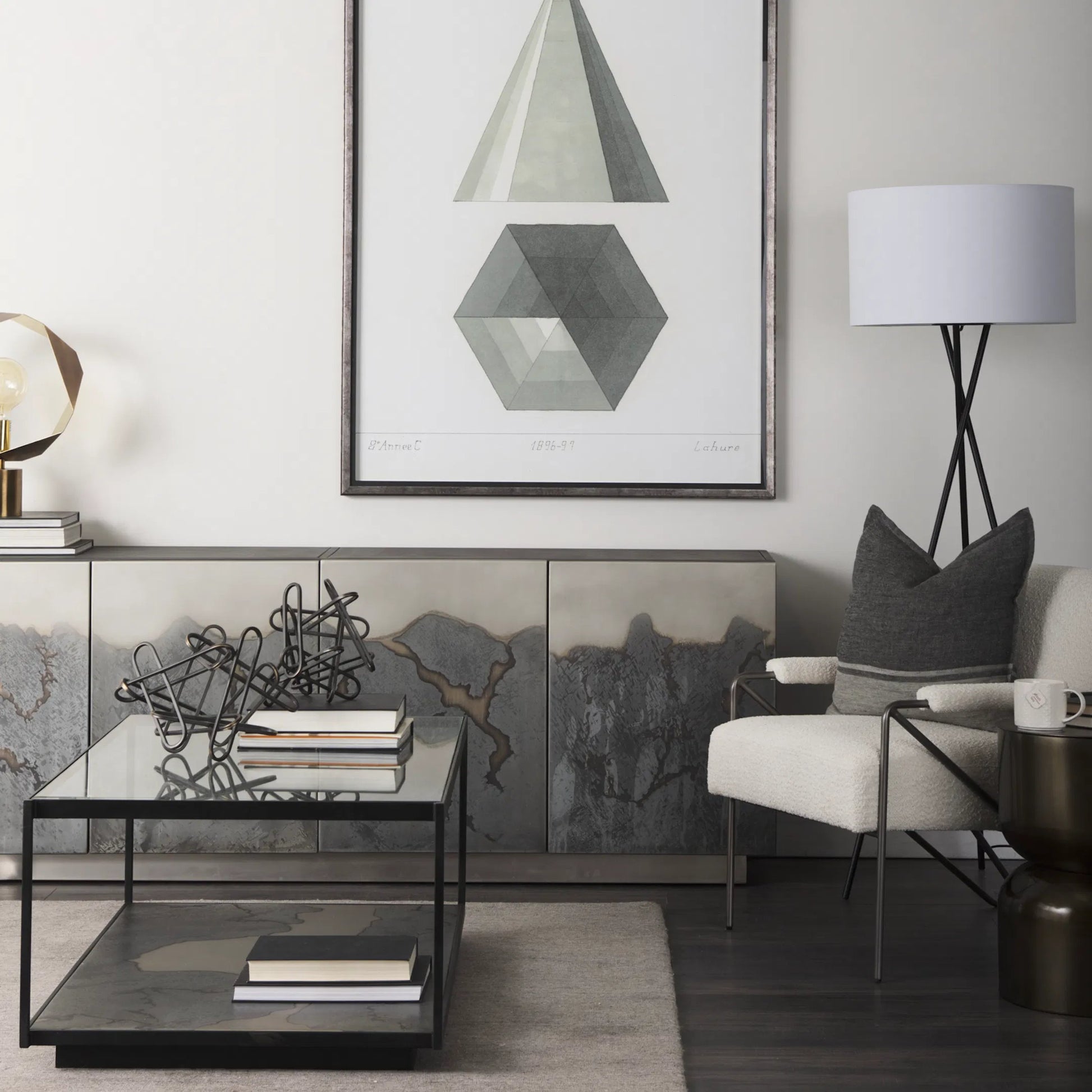 Roxdale Sideboard by Mercana in black, gray. Made from iron in a unique style.