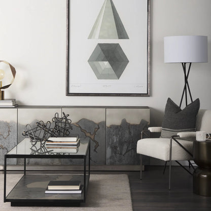 Zadie Color Blocked Square Pillow Cover by Mercana in gray. Made from fabric in a transitional style.