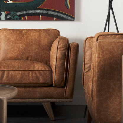Brooks Leather Chair by Mercana in cognac. Made from unique in a traditional style.