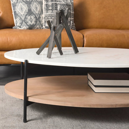 Larkin Oval Coffee Table by Mercana. Made from solid wood in a transitional style.