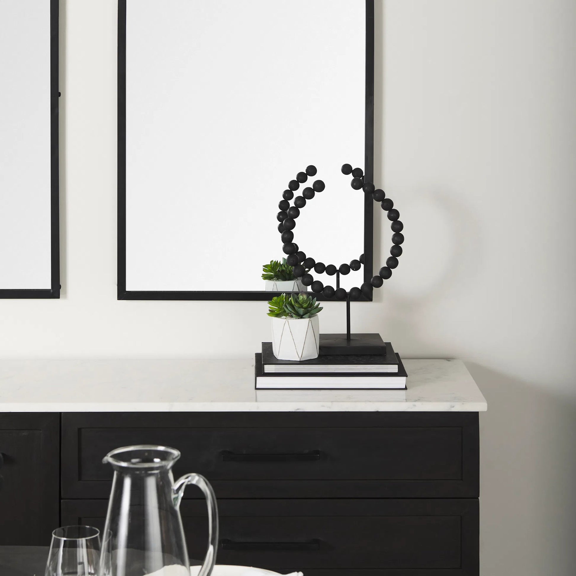 Tulane I Beaded Broken Sphere Decorative Object by Mercana in black. Made from unique in a transitional style.