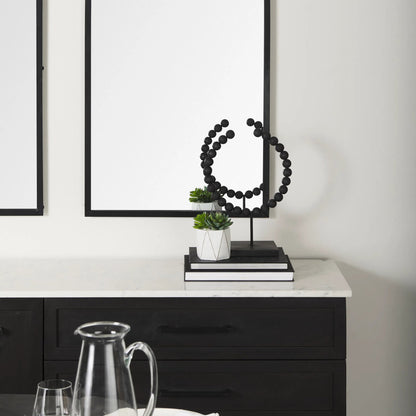 Tulane I Beaded Broken Sphere Decorative Object by Mercana in black. Made from unique in a transitional style.