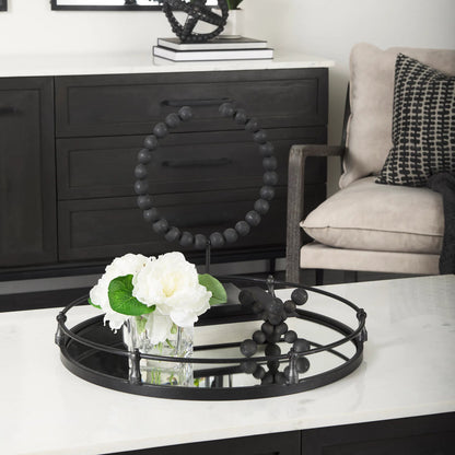 Tulane I Beaded Broken Sphere Decorative Object by Mercana in black. Made from unique in a transitional style.