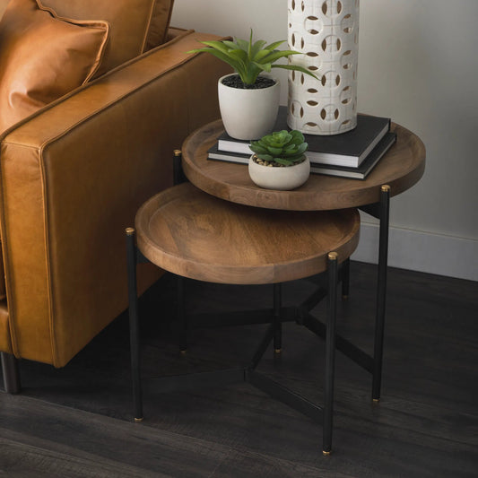 Marquisa Accent Table by Mercana in natural. Made from metal, wood in a transitional style.