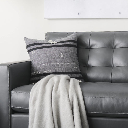 Sibyl Striped Square Pillow Cover by Mercana in black. Made from fabric in a unique style.