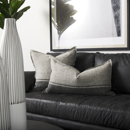 Zadie Color Blocked Square Pillow Cover by Mercana in gray. Made from fabric in a transitional style.