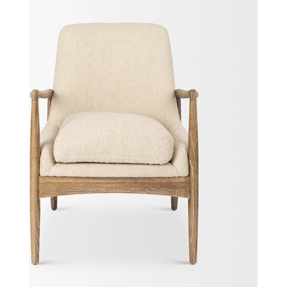 Westan Upholstered Accent Chair by Mercana in cream boucle. Made from fabric in a transitional style.