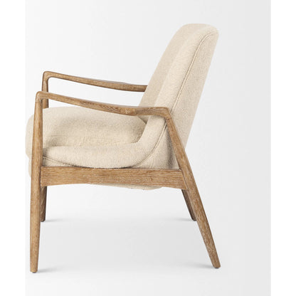 Westan Upholstered Accent Chair by Mercana in cream boucle. Made from fabric in a transitional style.