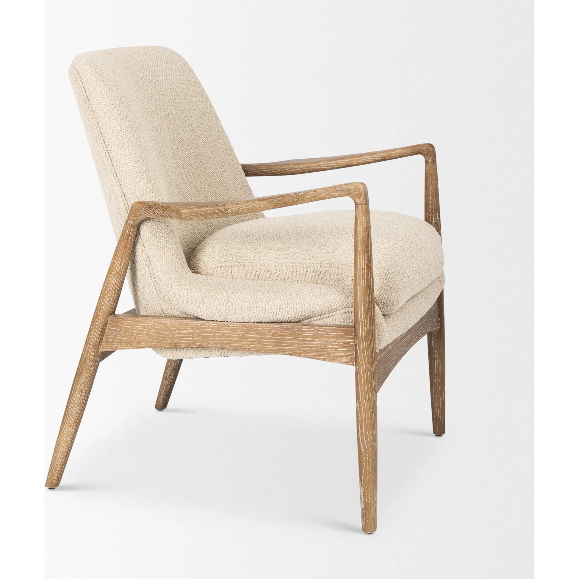 Westan Upholstered Accent Chair by Mercana in cream boucle. Made from fabric in a transitional style.