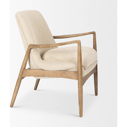 Westan Upholstered Accent Chair by Mercana in cream boucle. Made from fabric in a transitional style.