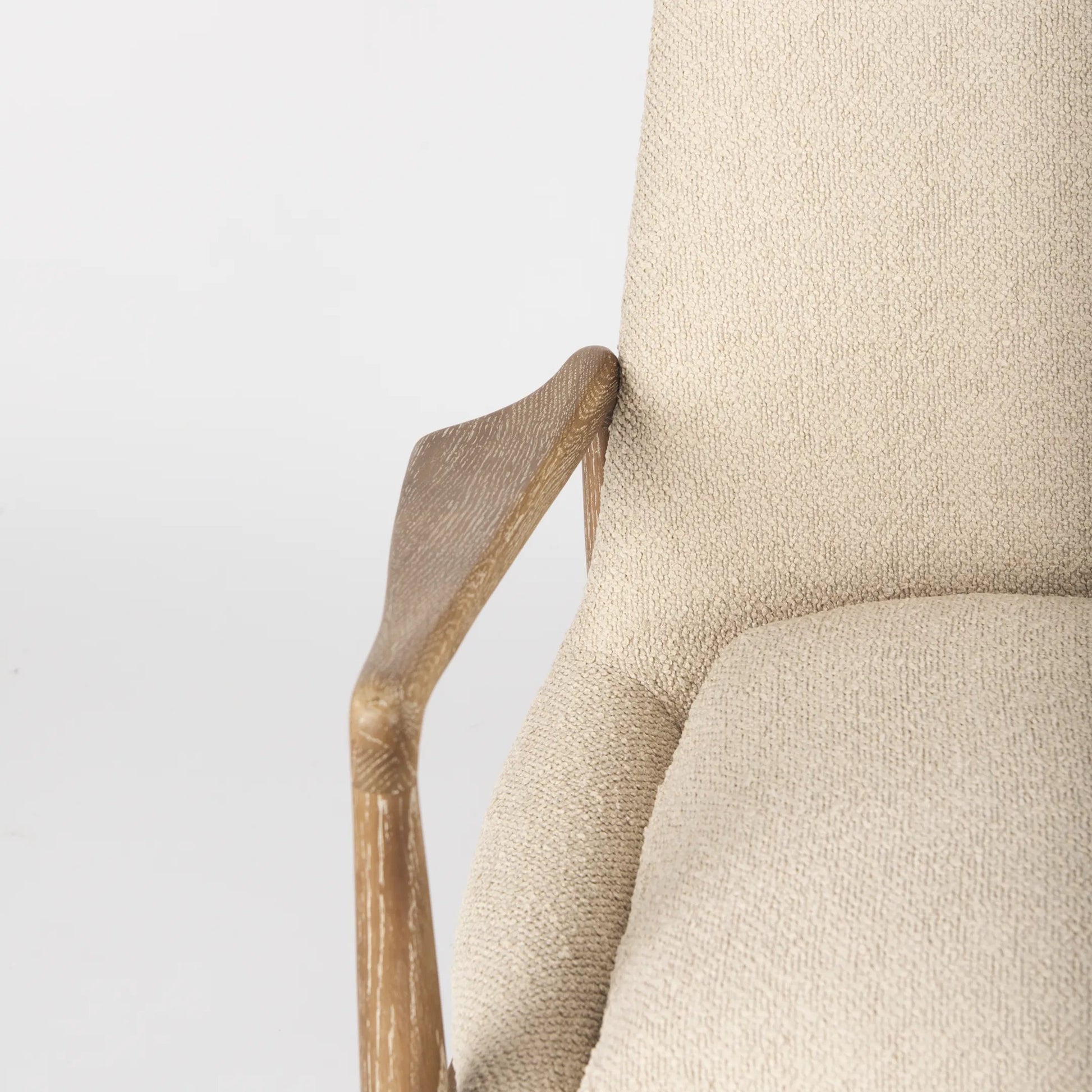 Westan Upholstered Accent Chair by Mercana in cream boucle. Made from fabric in a transitional style.