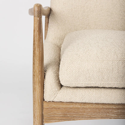 Westan Upholstered Accent Chair by Mercana in cream boucle. Made from fabric in a transitional style.