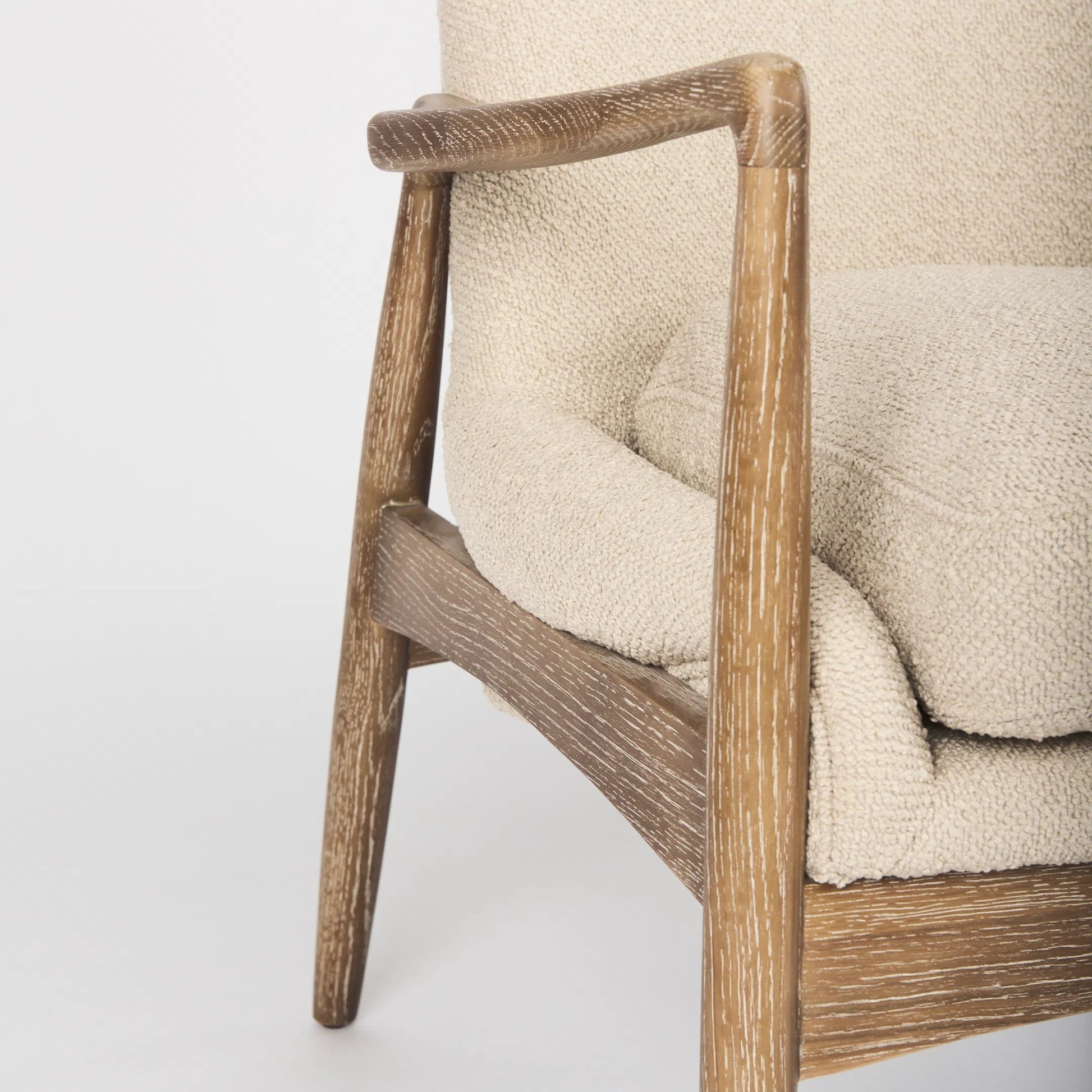 Westan Upholstered Accent Chair by Mercana in cream boucle. Made from fabric in a transitional style.